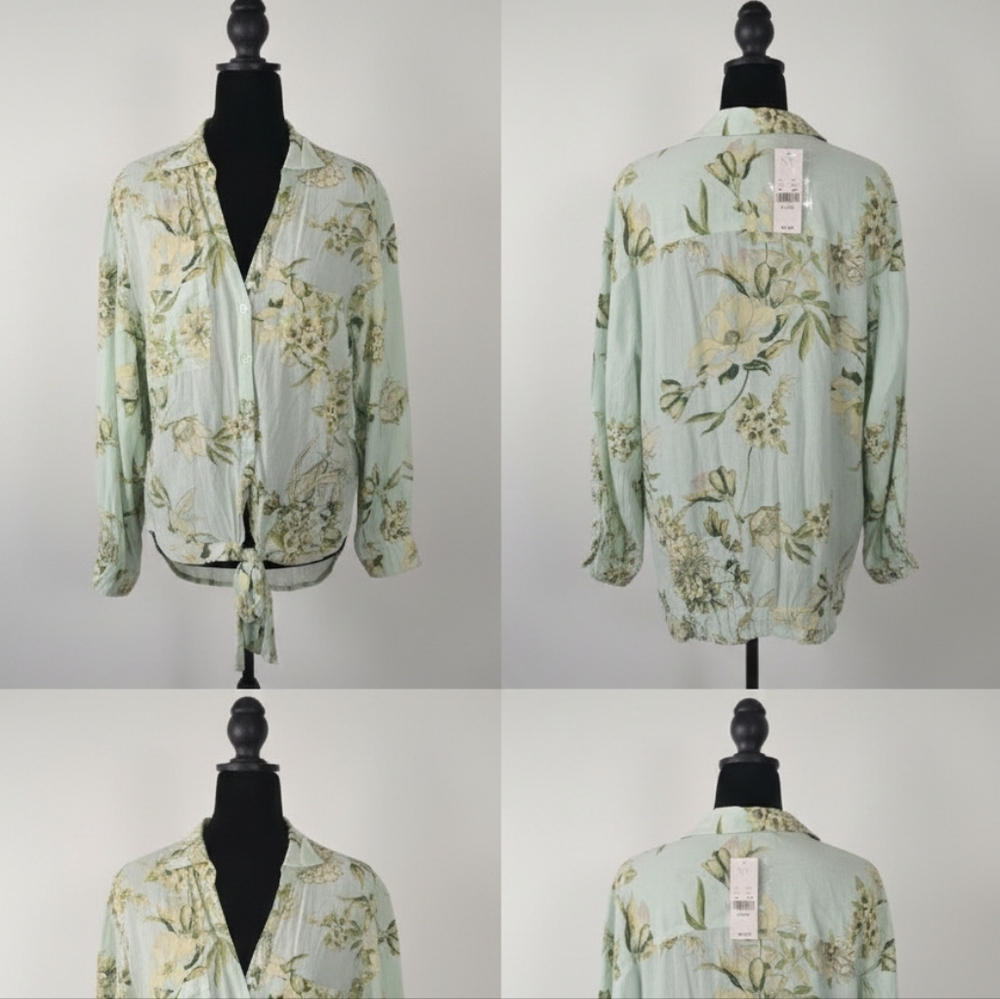 Soho Jeans NY&Co Women’s Tropical Blouses With Tie In Front Size XL